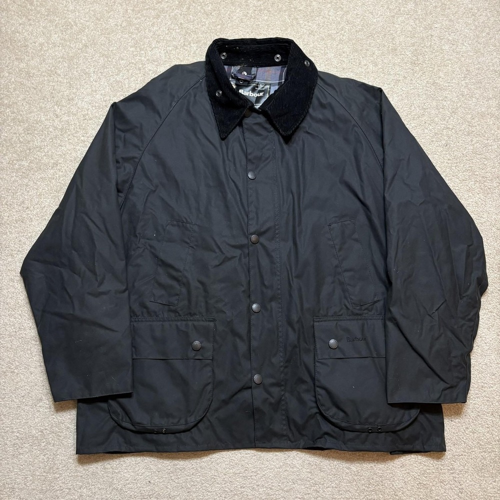 Barbour Bedale Jacket Mens 48 Black Waxed Cotton Made England Outdoor Field